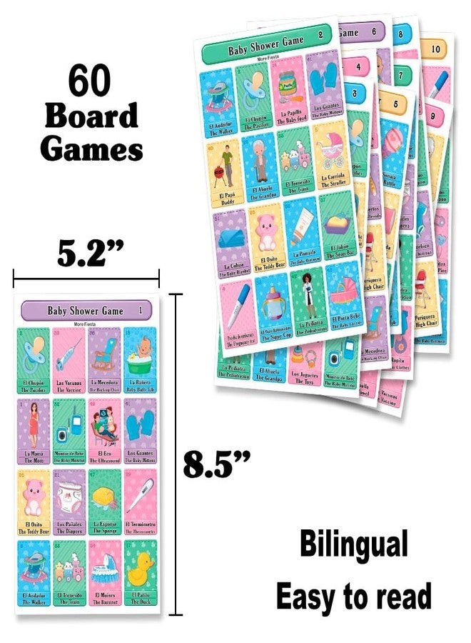 More Fiesta Baby Shower Loteria Fiesta Mexican Bingo Game - Bilingual English and Spanish, for Up to 60 Players - Image 2
